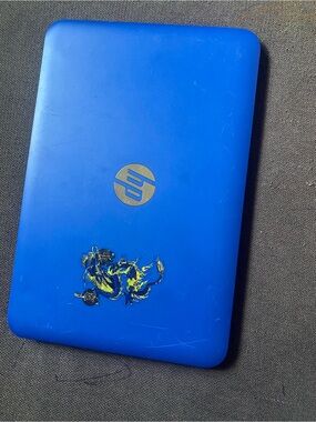HP Blue Laptop Lid with White Logo
